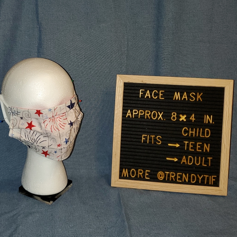 Patriotic Firework Face Covering Mask Shield Washable Reusable